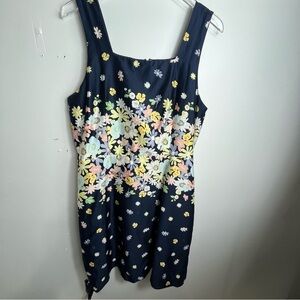 Ann Taylor LOFT 100% cotton floral spring dress size 14p 1806